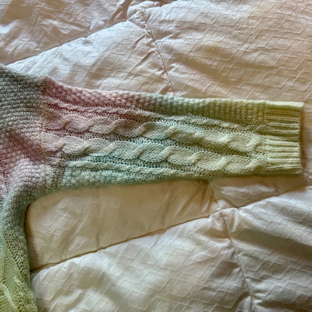UNIF Cake Sweater Pullover Pastel Rainbow Twee Ombré Cable Knit Soft Size Medium - Picture 9 of 14